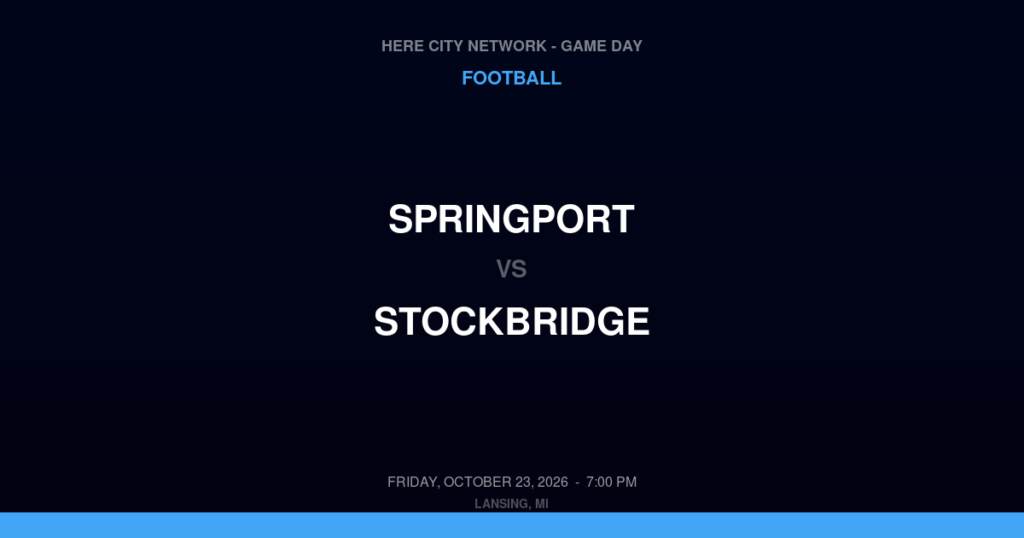 Springport vs. Stockbridge — Football Game Day — Stockbridge, MI — Oct 23, 2026